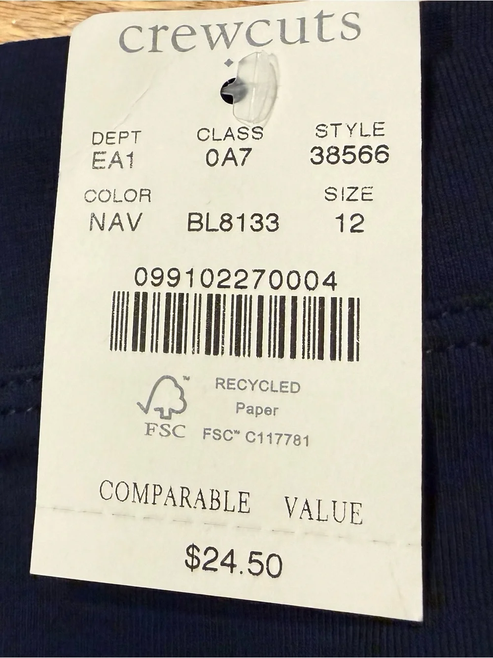 Crewcuts Navy Blue Leggings Size 12 NWT